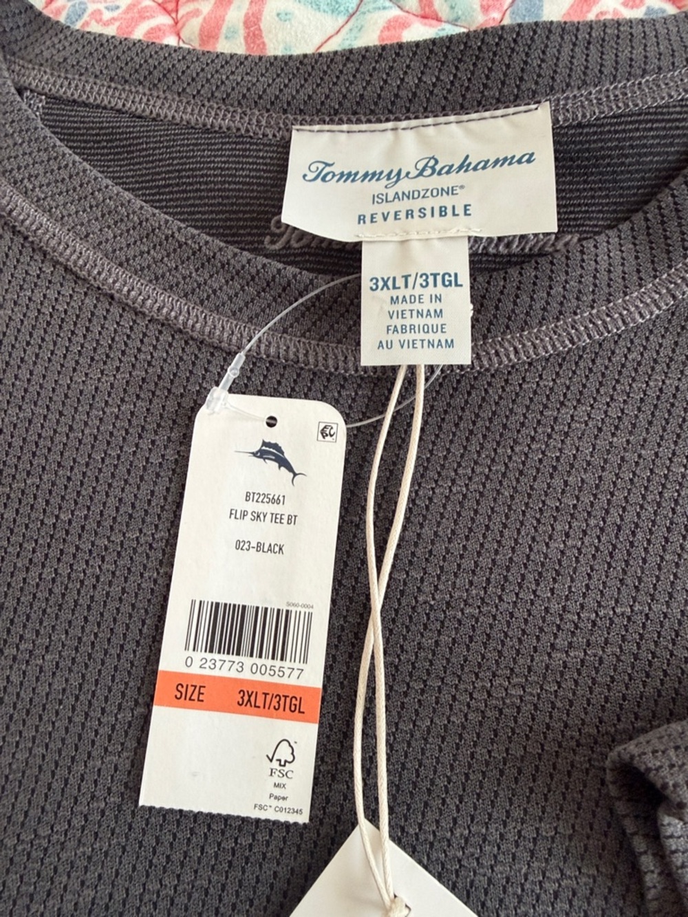 Tommy Bahama Charcoal Gray Reversible Waffle Knit Shirt - Picture 2 of 5
